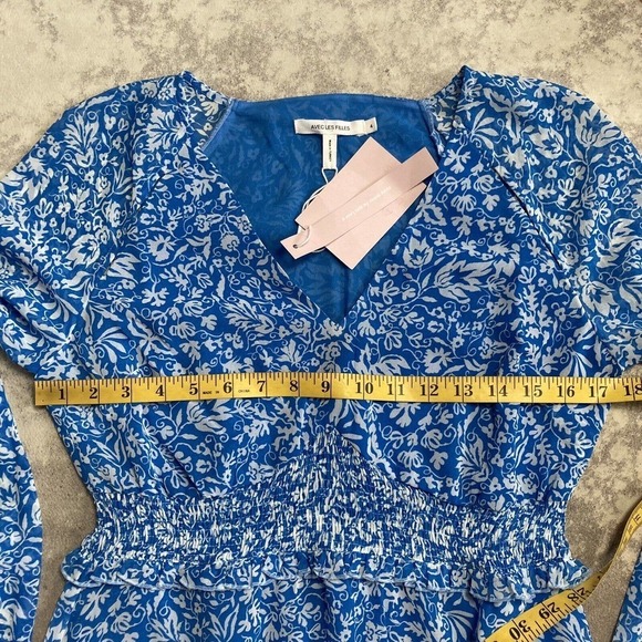 AVEC LES FILLES Tiered Floral Maxi Long Dress Daphne Blue Womens Size 4‎ … - Picture 4 of 13